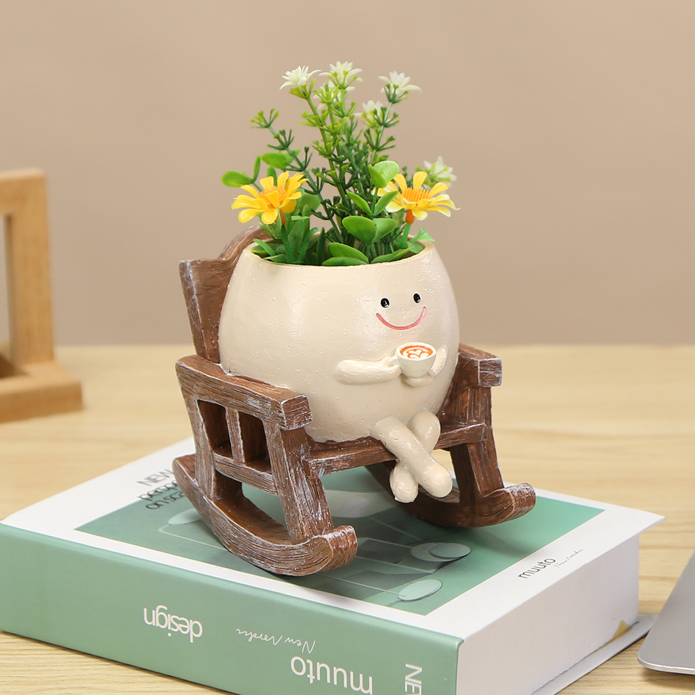 Gardening Tools Cute - Chair/Swing Smile Face Planter Resin Hanging
