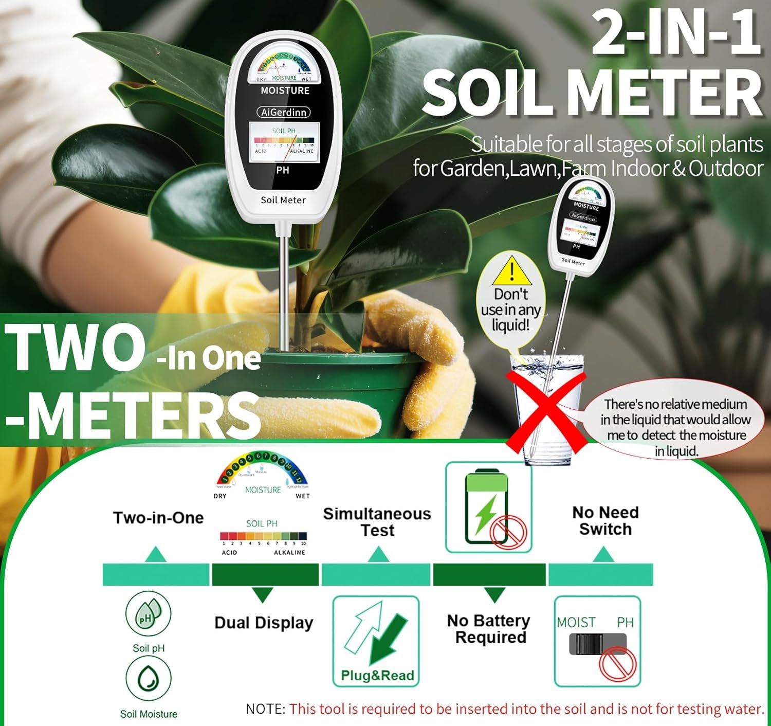 2-in-1 Soil Moisture & pH Mete - Moisture Meter Plant recensie en prijs