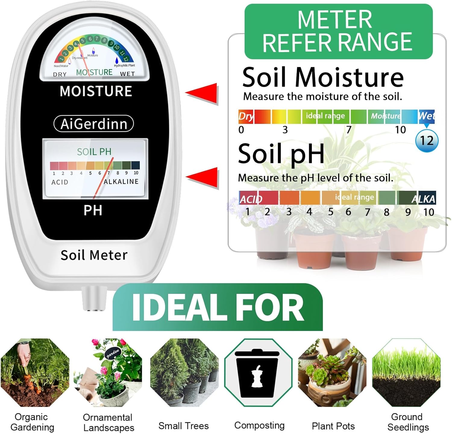 2-in-1 Soil Moisture & pH Mete - Moisture Meter Plant recensie en prijs