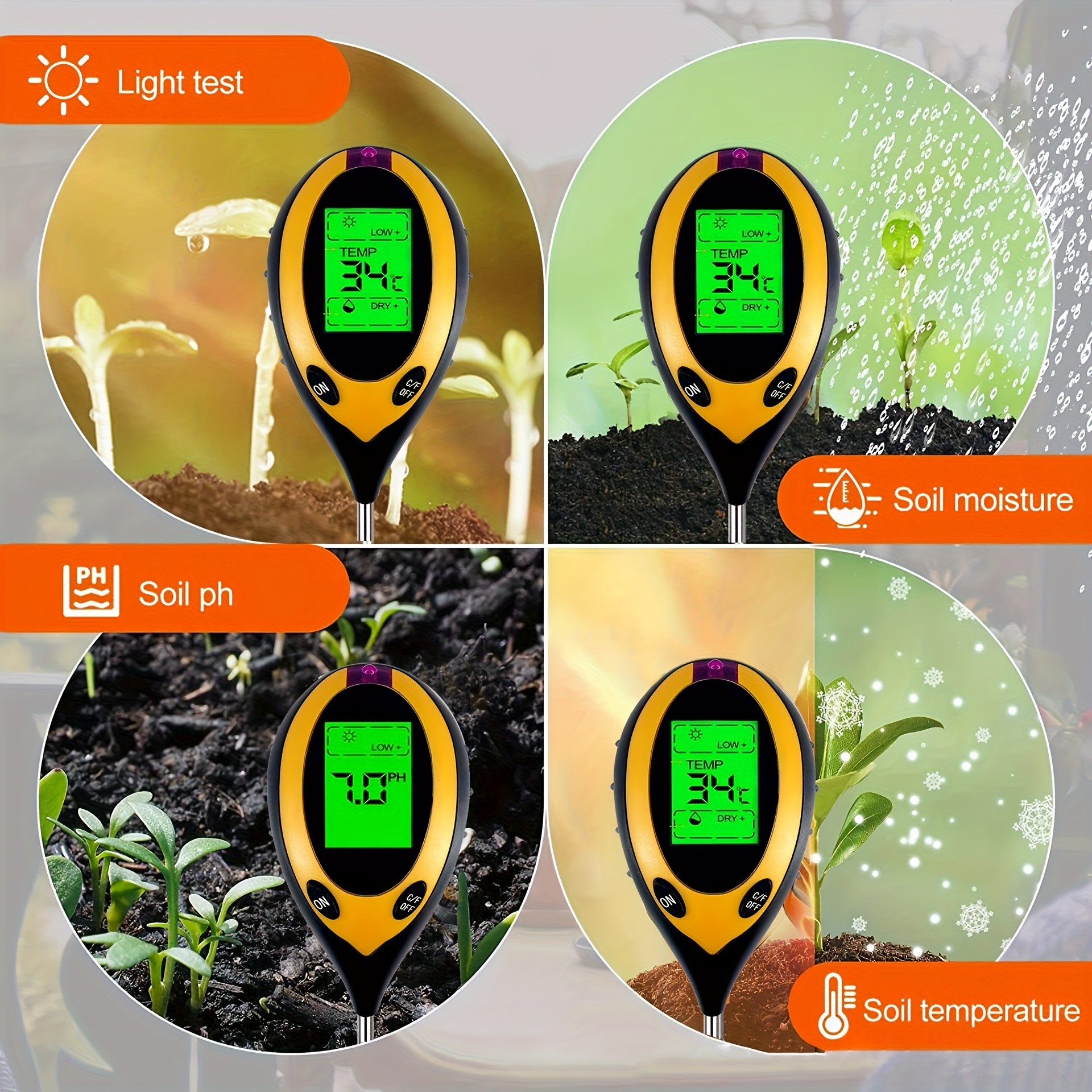 Soil PH Tester 4 in 1 PH Soil  - Moisture Meter Plant recensie en prijs